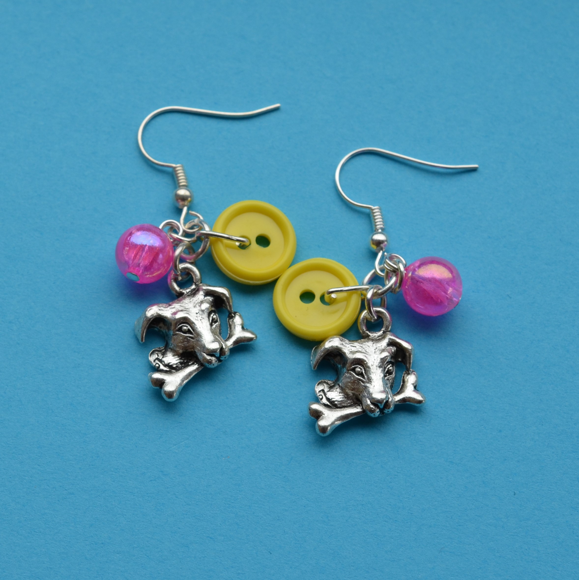 Dog Cluster Button Charm Earrings