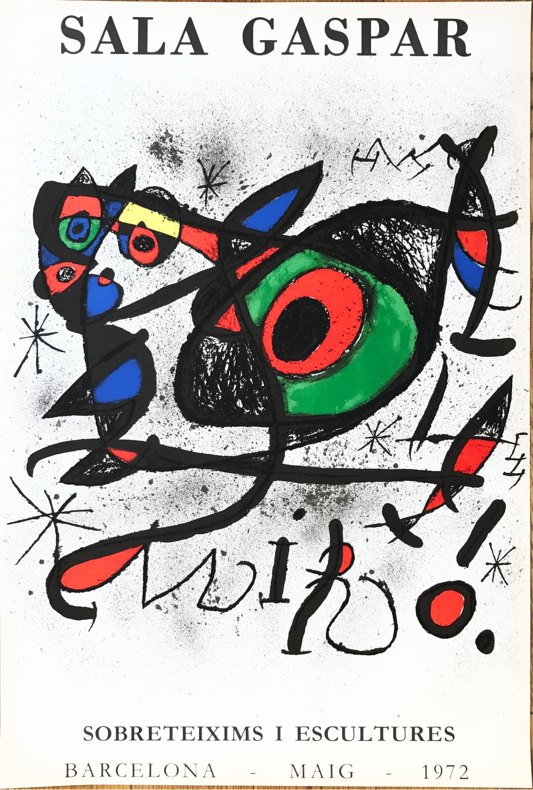 Joan Miro - Affiche pour l’ exposition “Sobreteixims i escultures”. Sala Gaspar, Barcelona.
