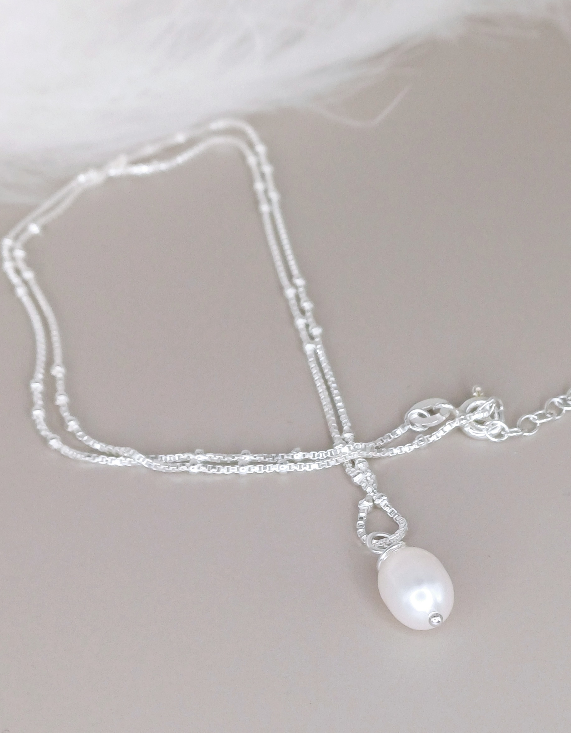 NECKLACES - Sterling Silver Dainty Pearl Necklace