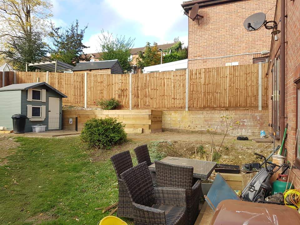 With concrete posts and  wooden gravel-boards, fencing installed in princes park, chatham.