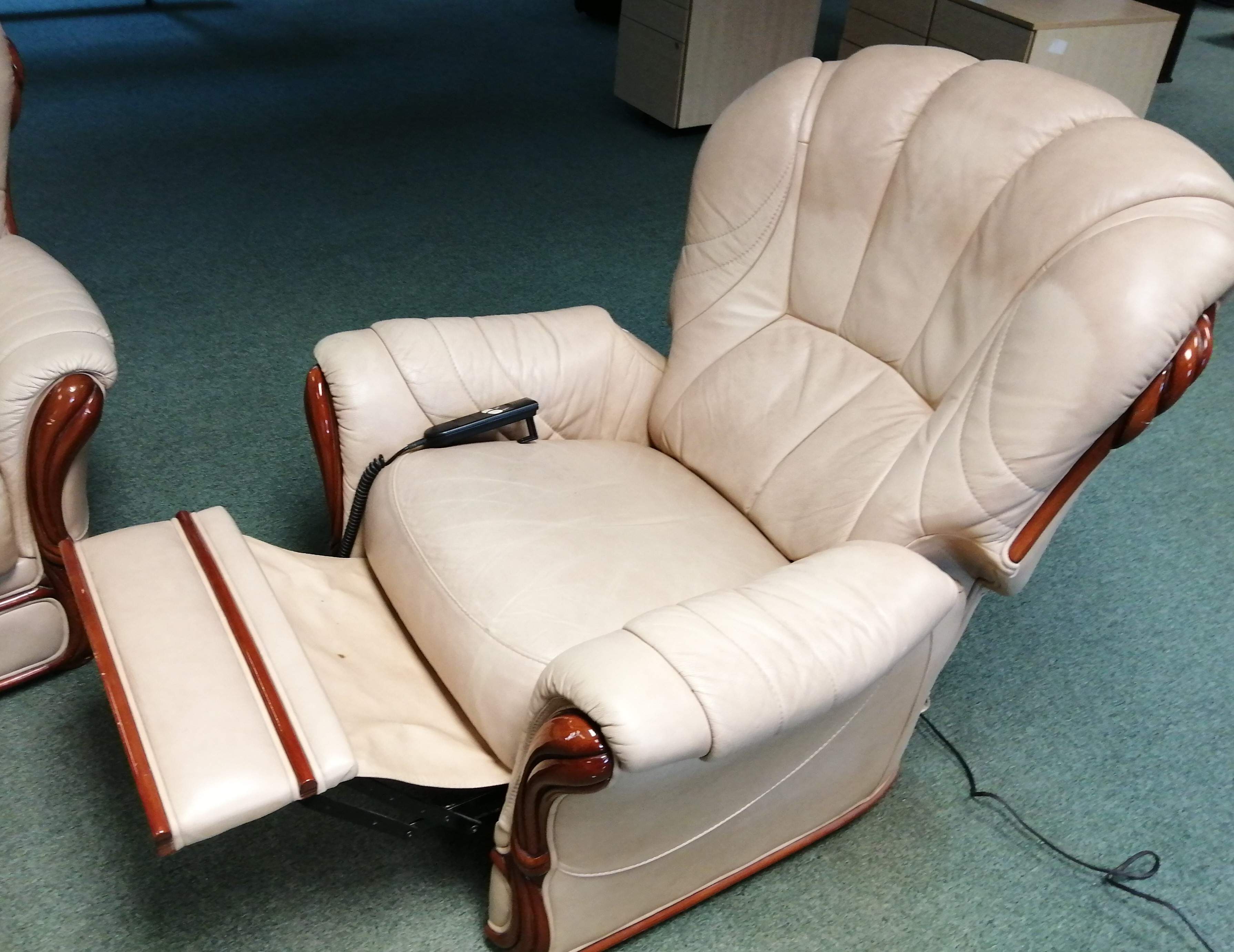 Cream Leather Sofa and Electric recliner chair