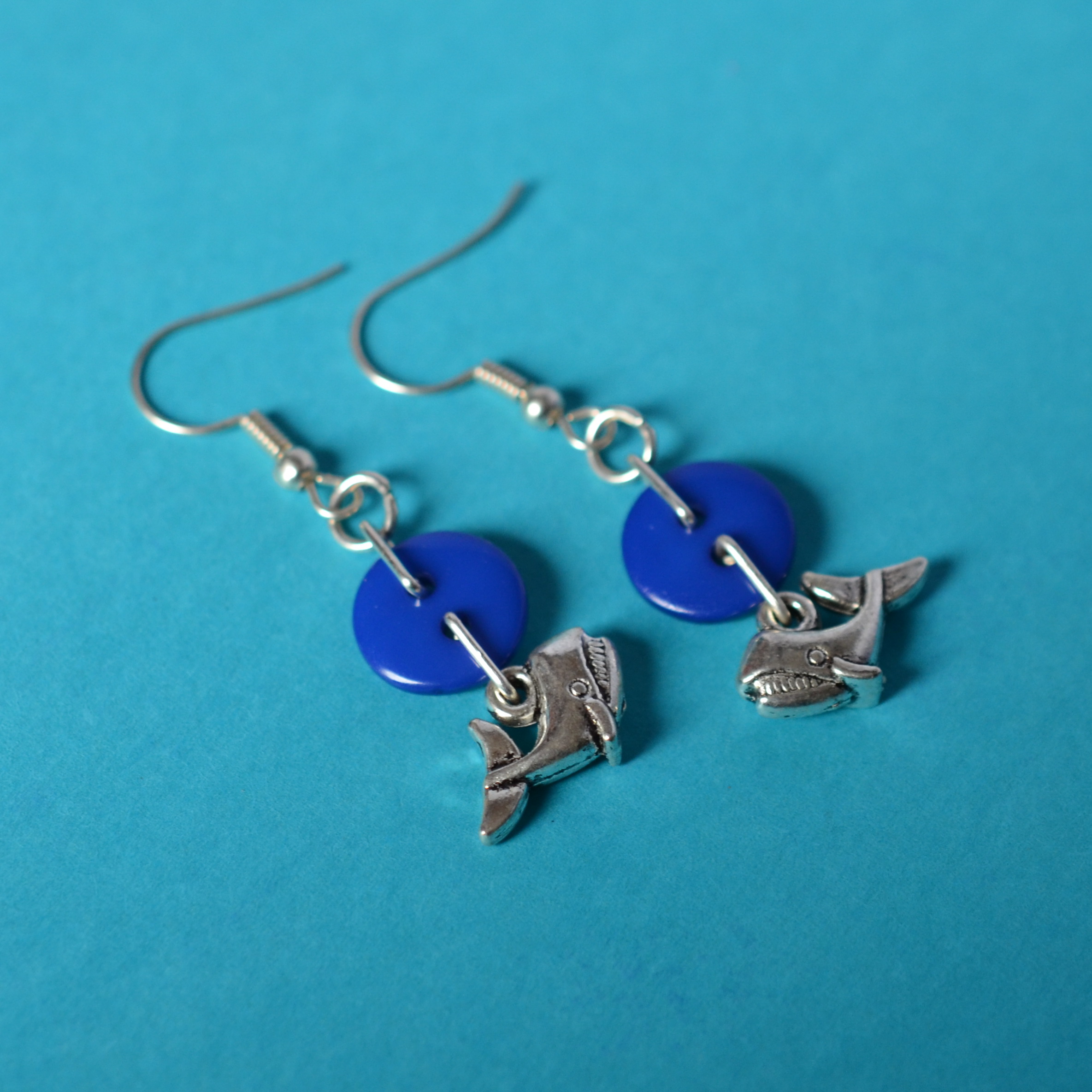 Whale One Button Charm Earrings