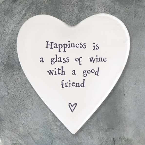 Heart Coaster - Happiness is a Glass of Wine with a Good Friend