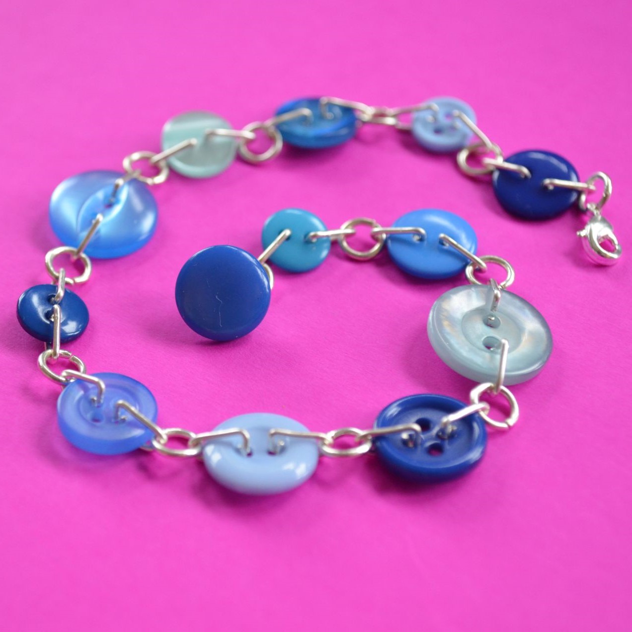Blue Button Chain Bracelet