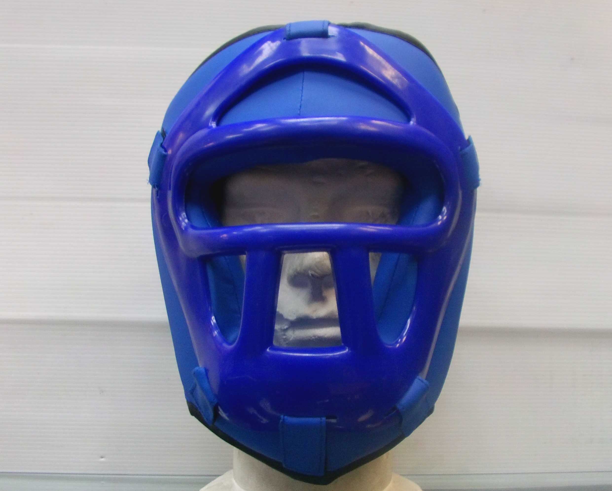 Head Guard Boxing MMA Martial Arts Kick Boxing Headgear with Face Protector Blue