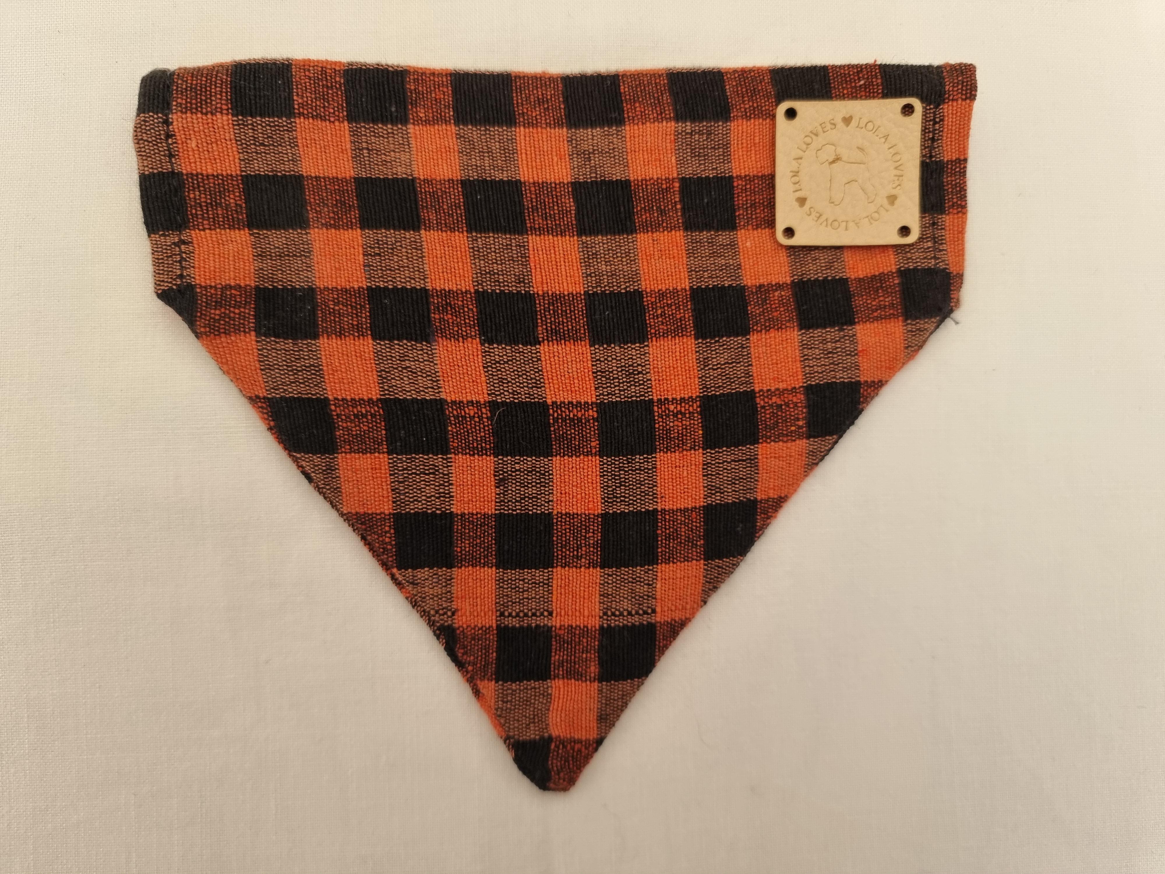 Orange Check Collar Bandana