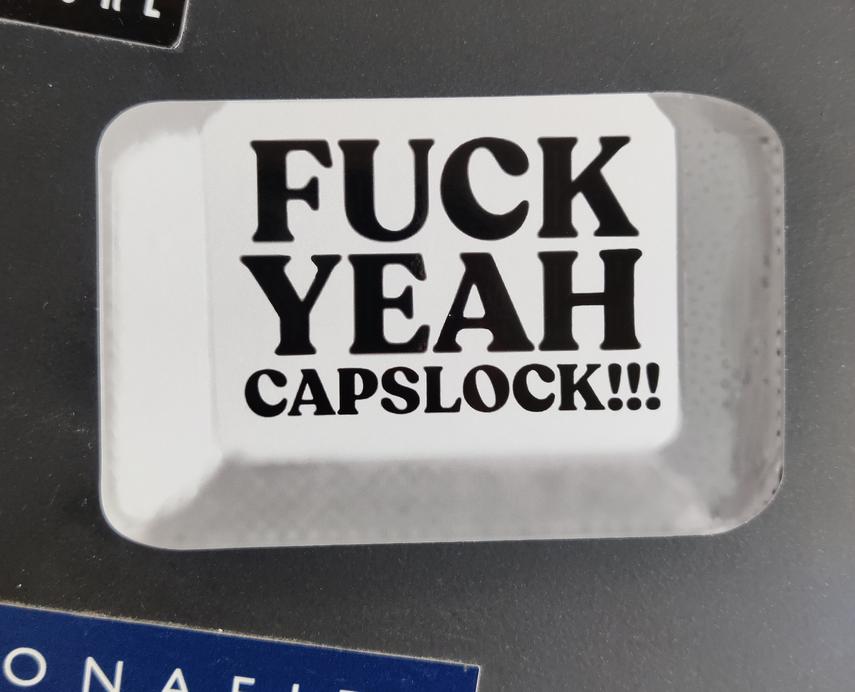 'FUCK YEAH CAPSLOCK' 10cm laminated vinyl sticker