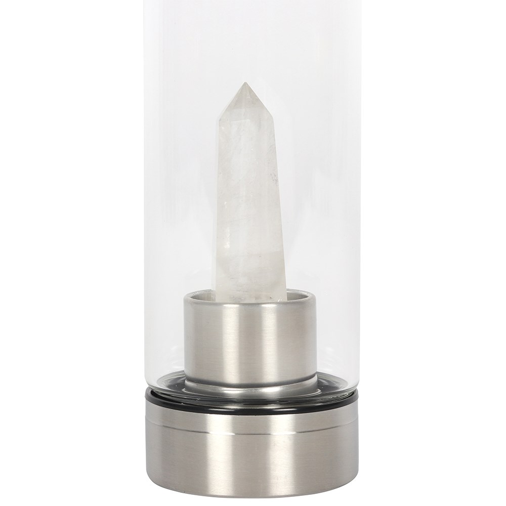 CLEAR QUARTZ crystal (ENERGISING) GLASS WATER BOTTLE