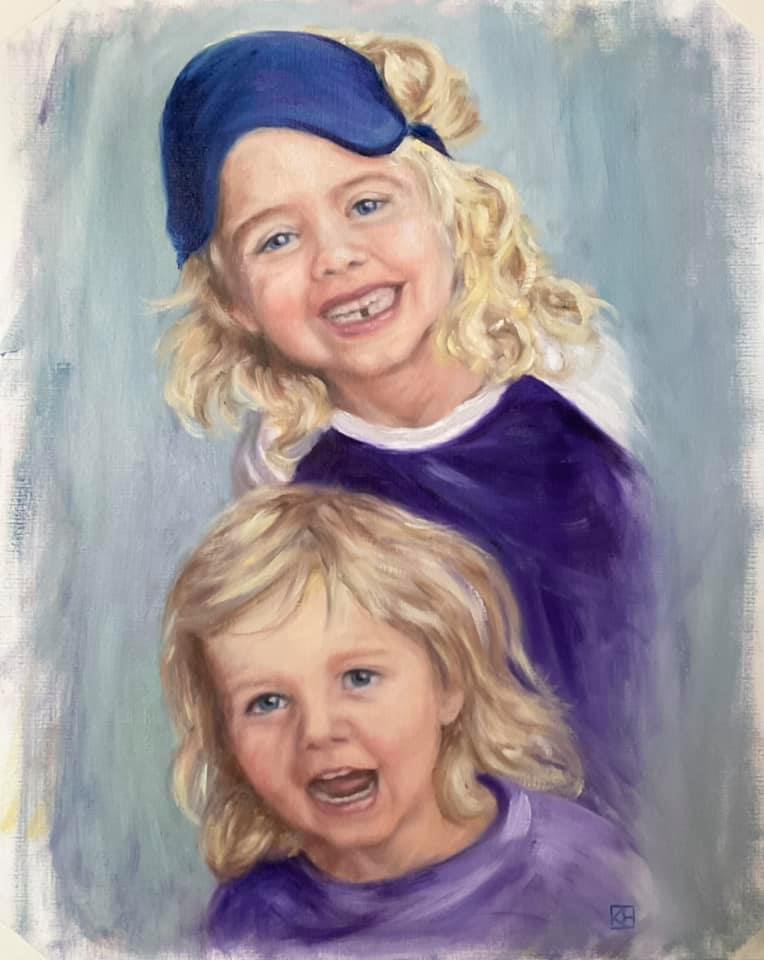 A3 Double Portrait - Oil on Paper