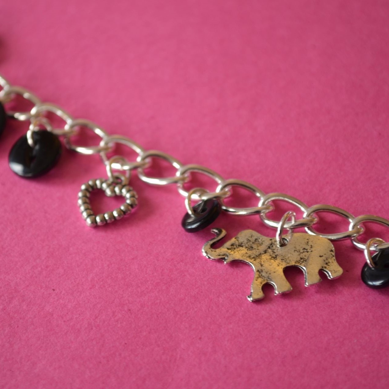 Elephant Button Charm Bracelet
