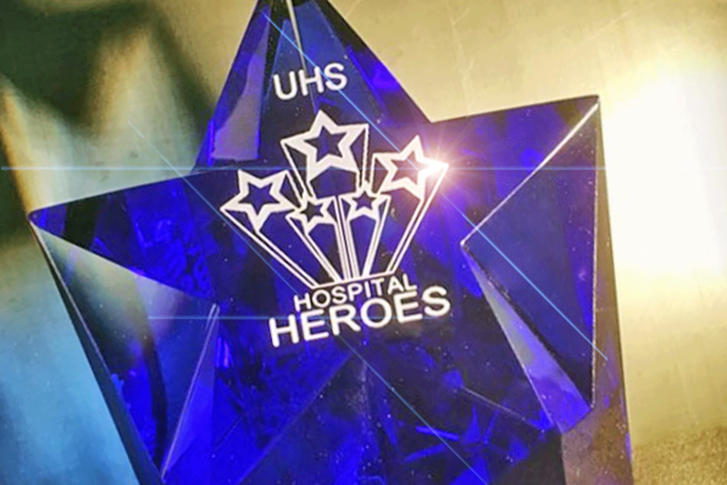 Beautiful blue crystal star award - produced for the NHS