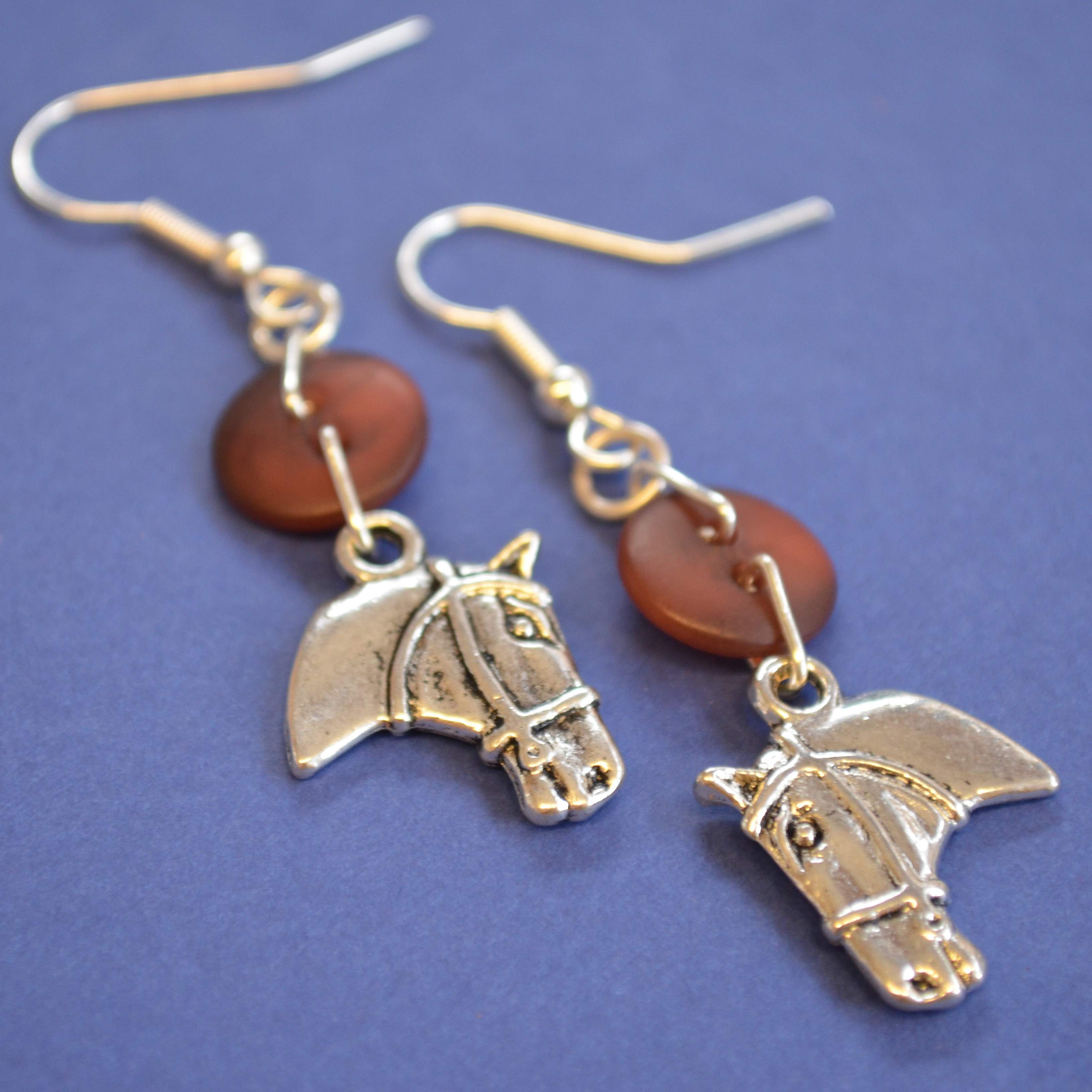Horse One Button Charm Earrings