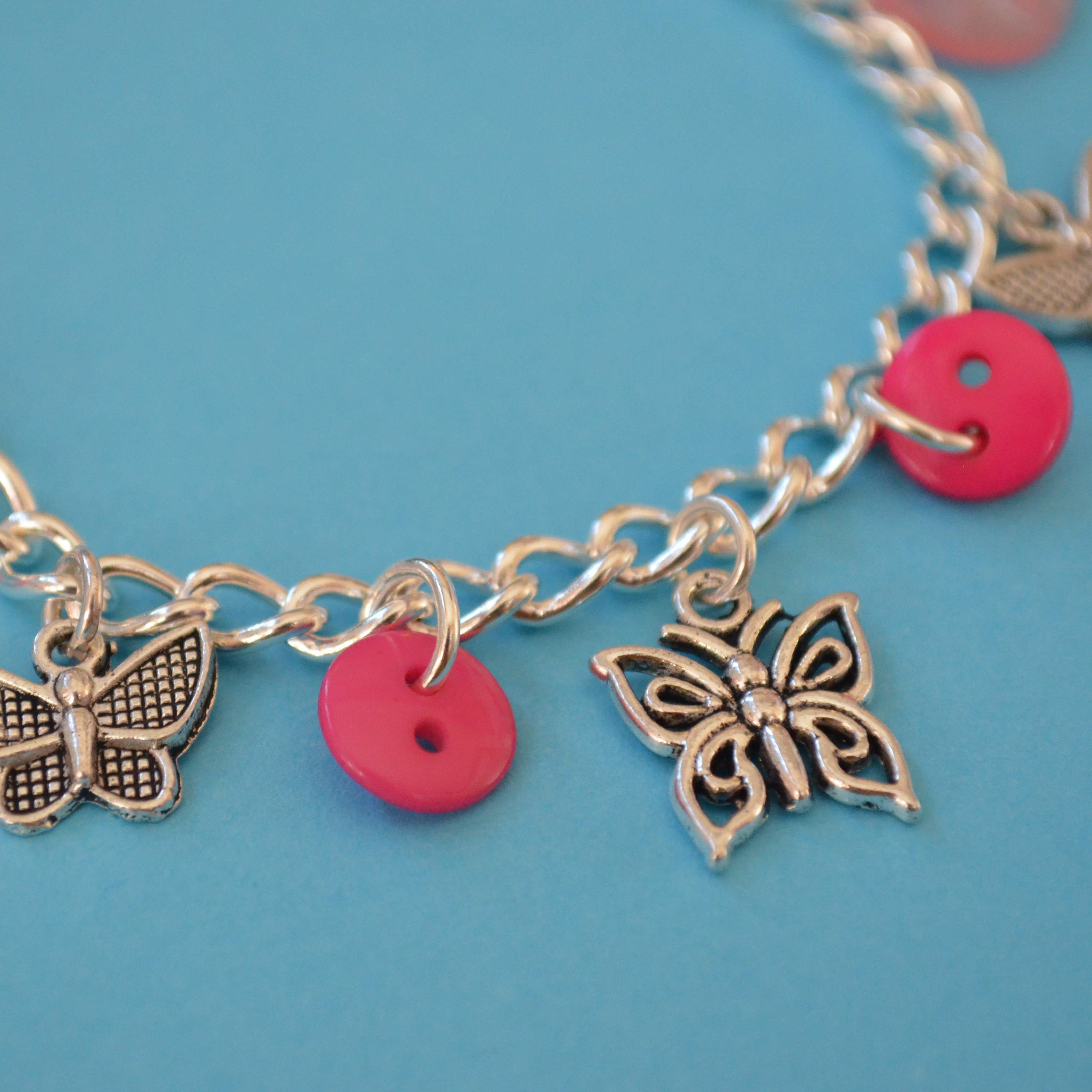 Butterfly Child’s Button Charm Bracelet