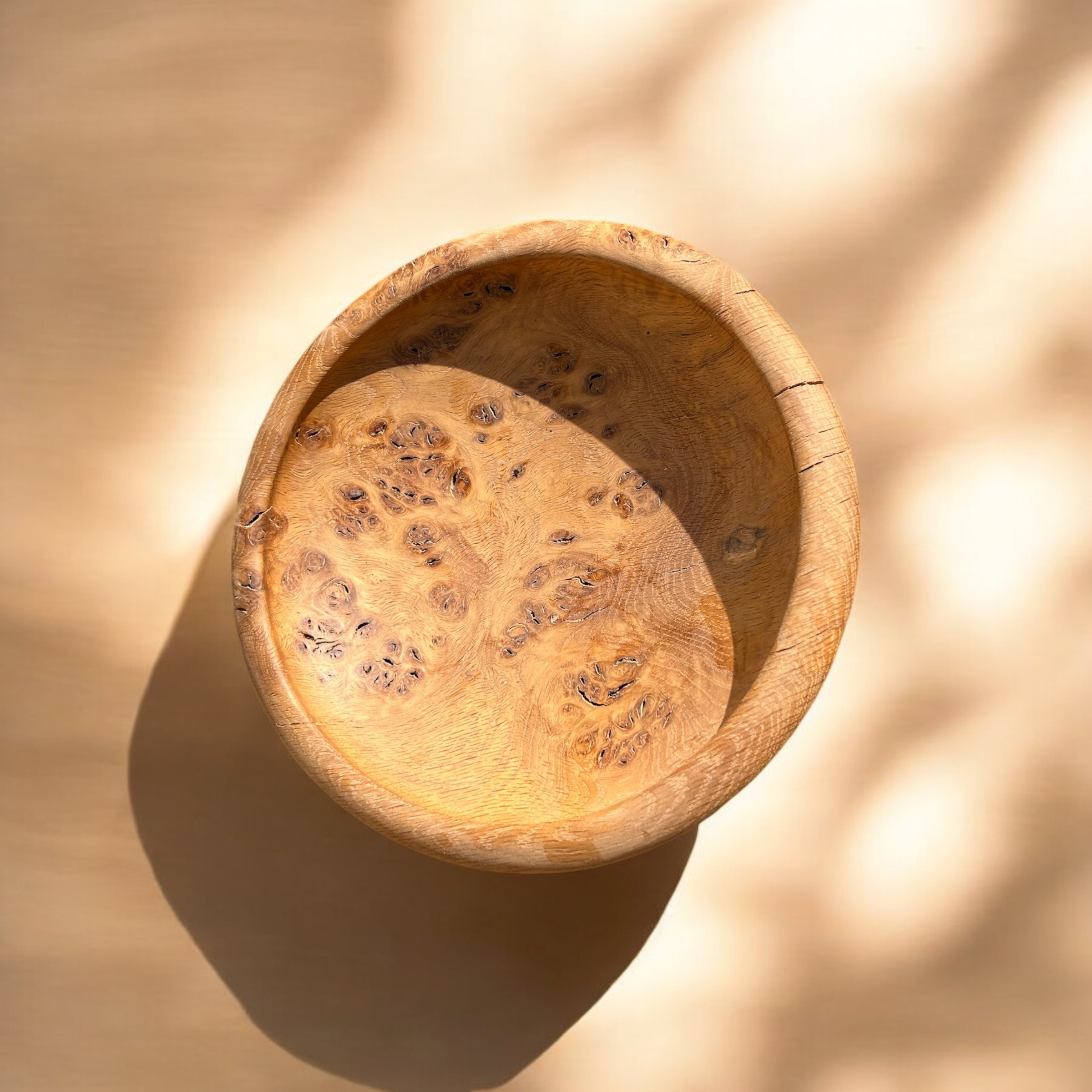 Shallow Oak Burr Bowl