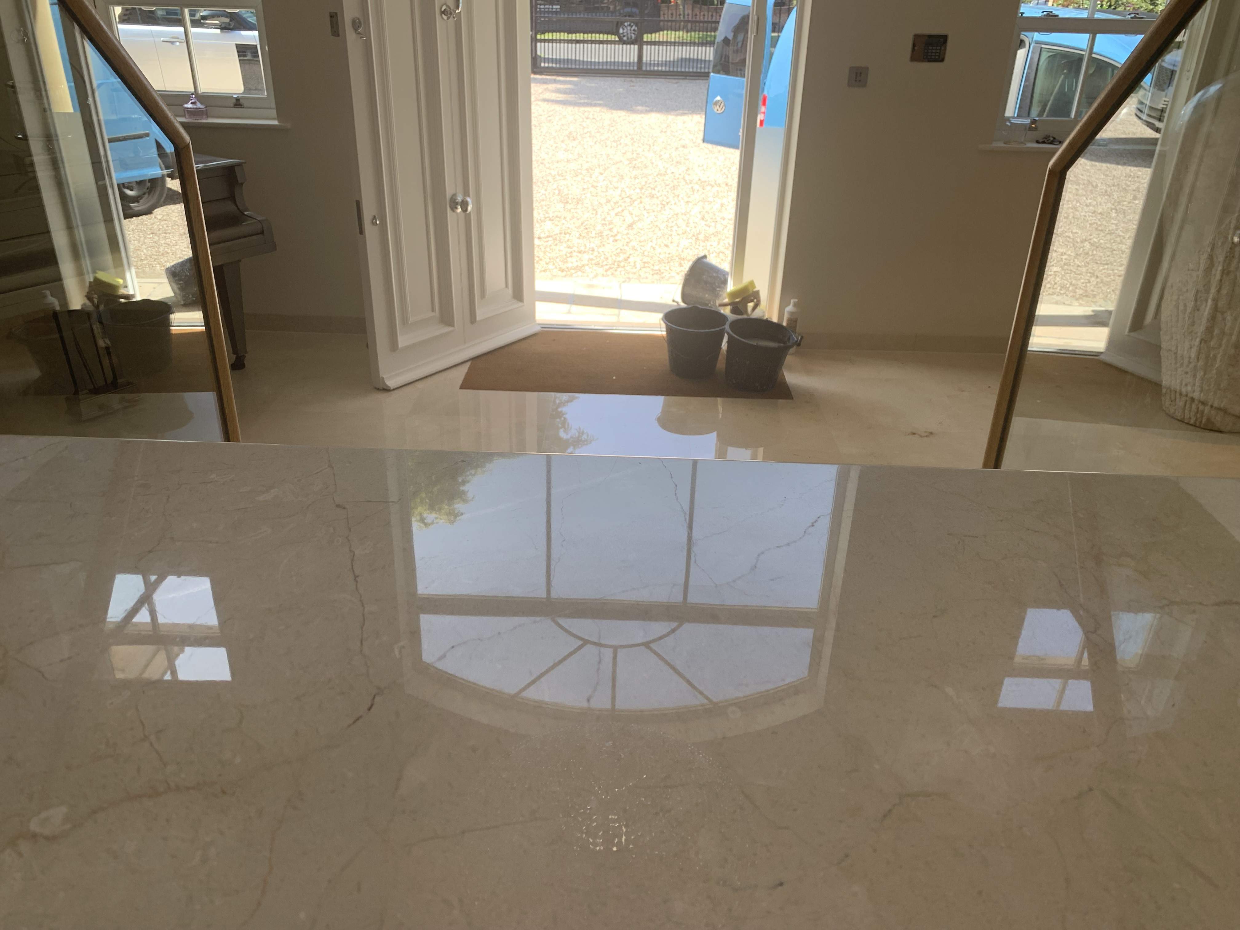 Polishing marble step picture after