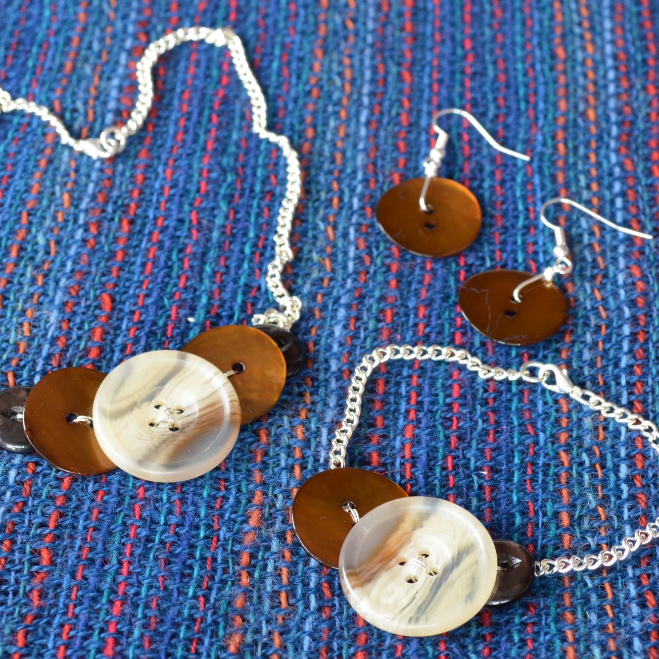 Brown Single Button Earrings