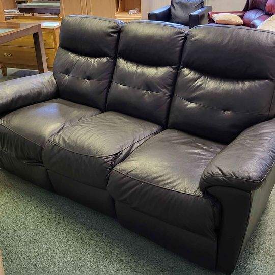 Brown Leather Sofa with 2 Manual recliner seats