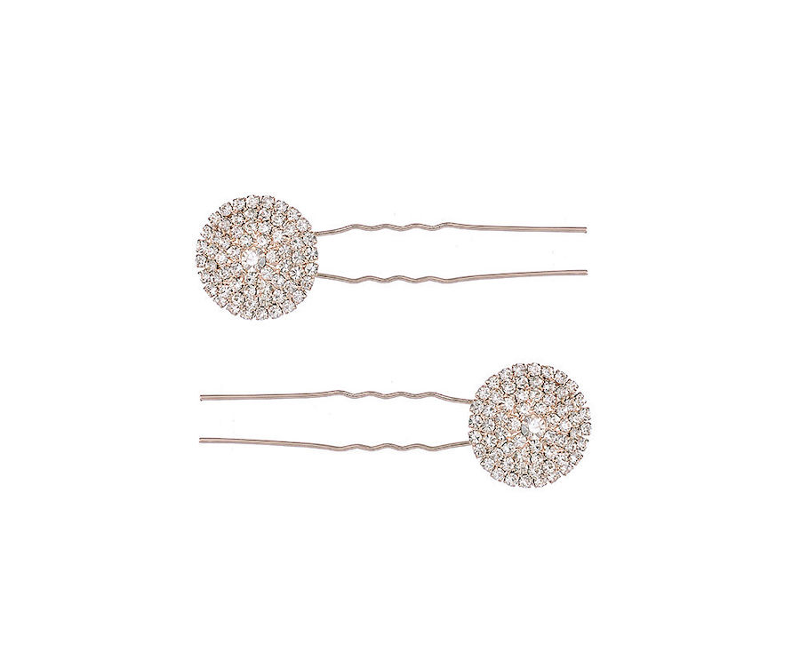 Set of Two Round Sparkly Hair Pins
