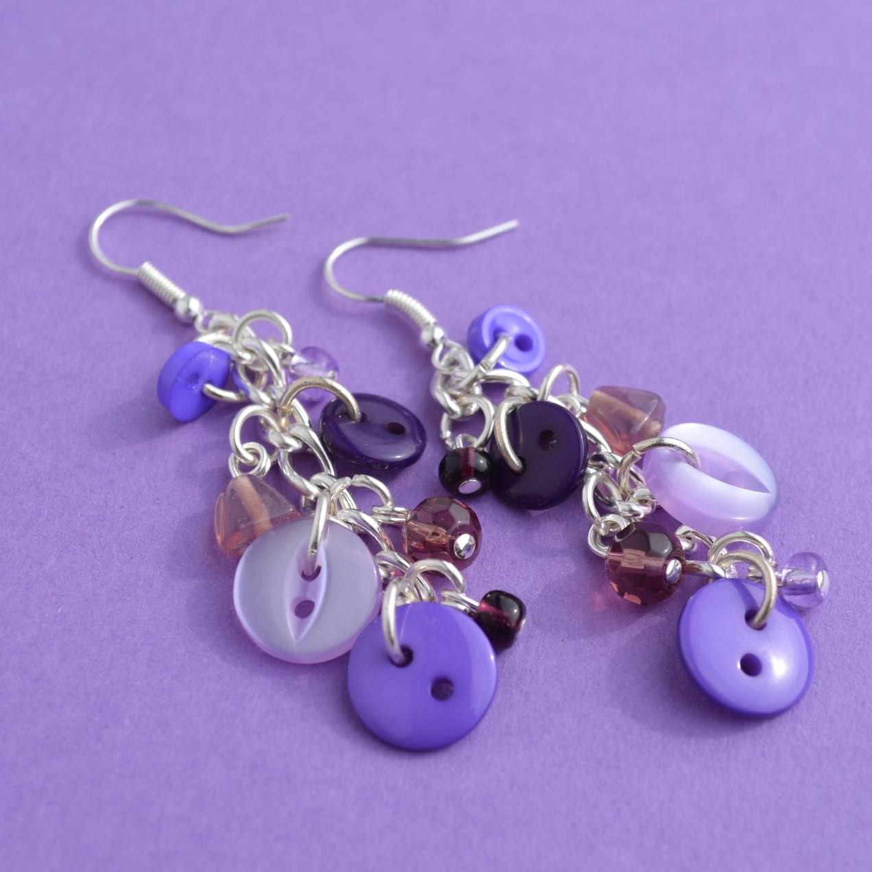 Button & Bead Earrings (Choice of Colours)