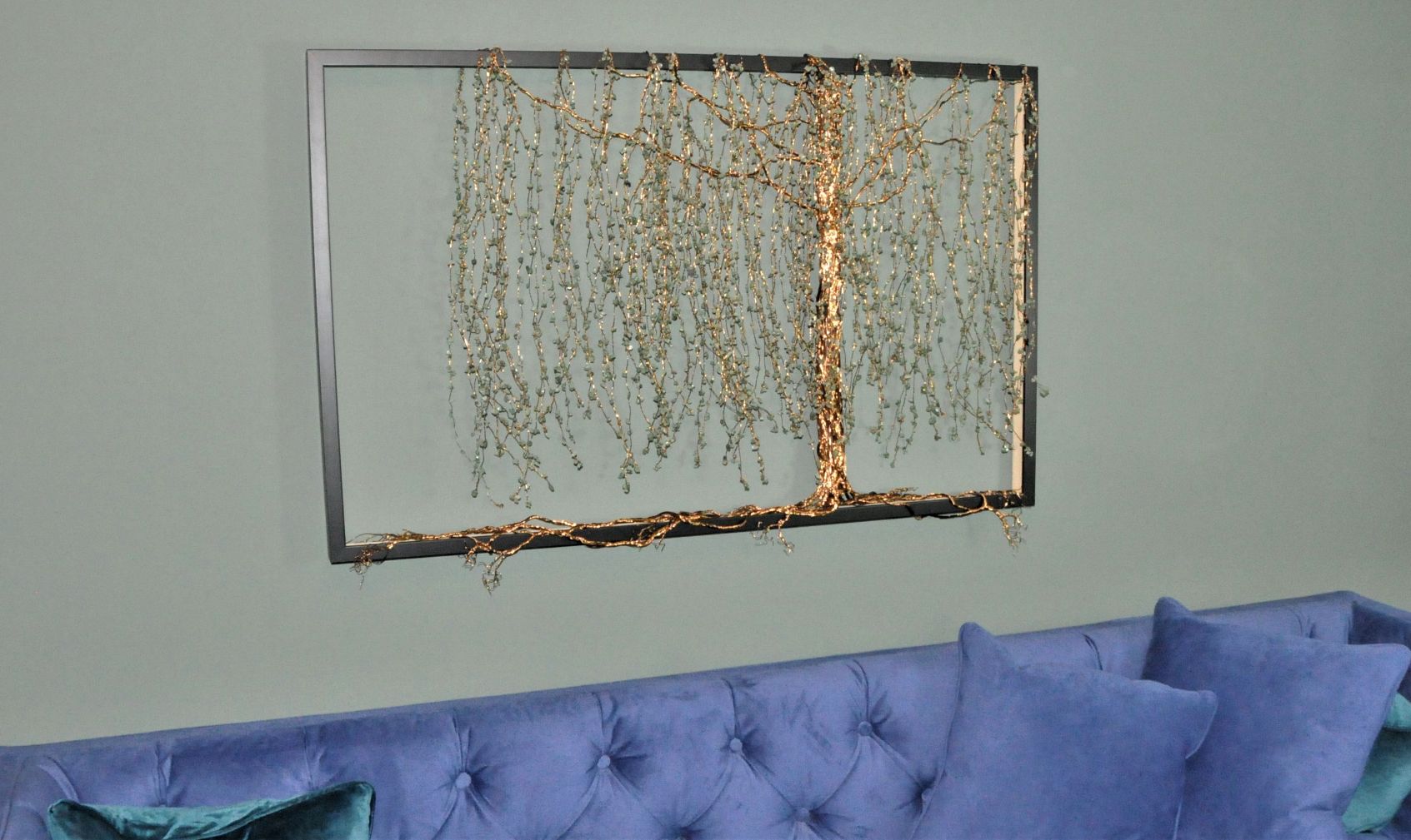 Willow Tree Metal Sculpture in a black frame