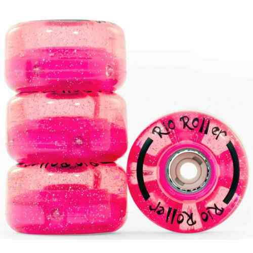 Rio Roller Light Up Quad Roller Skate 54mm Wheels - Pink Glitter