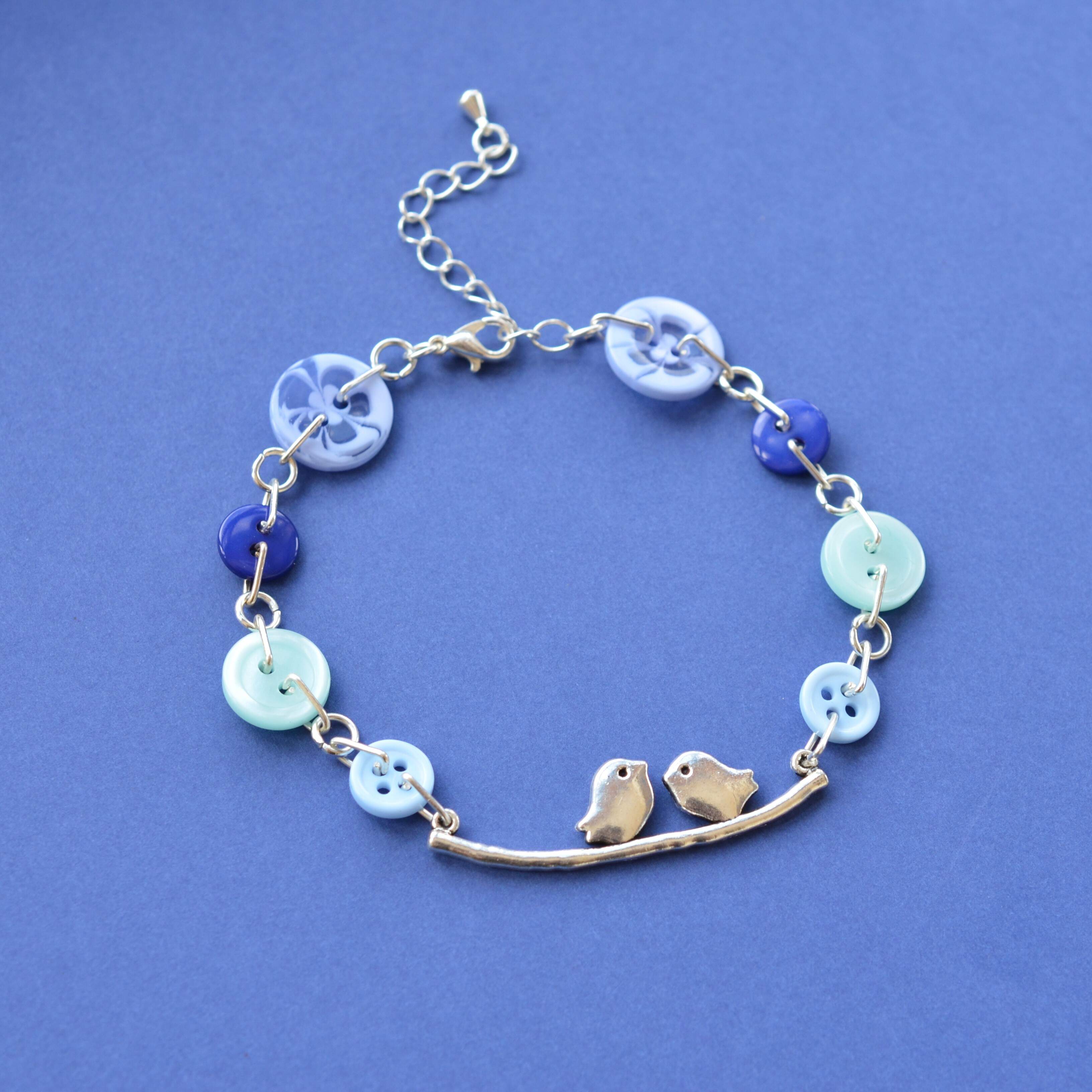 Blue Bird on a Wire Necklace