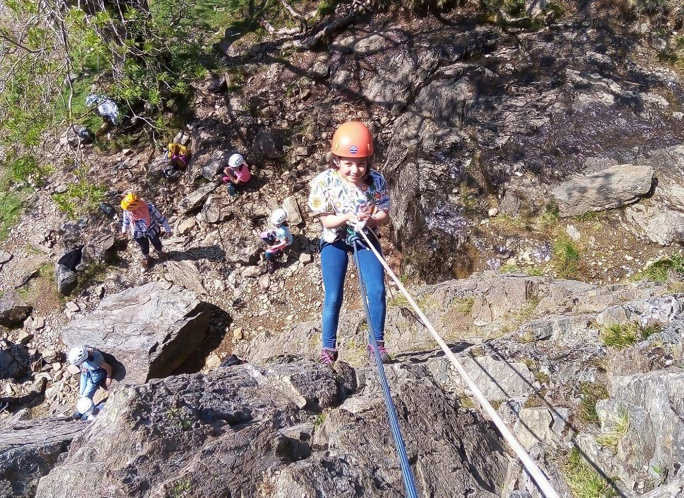 abseiling on Scout Crag
