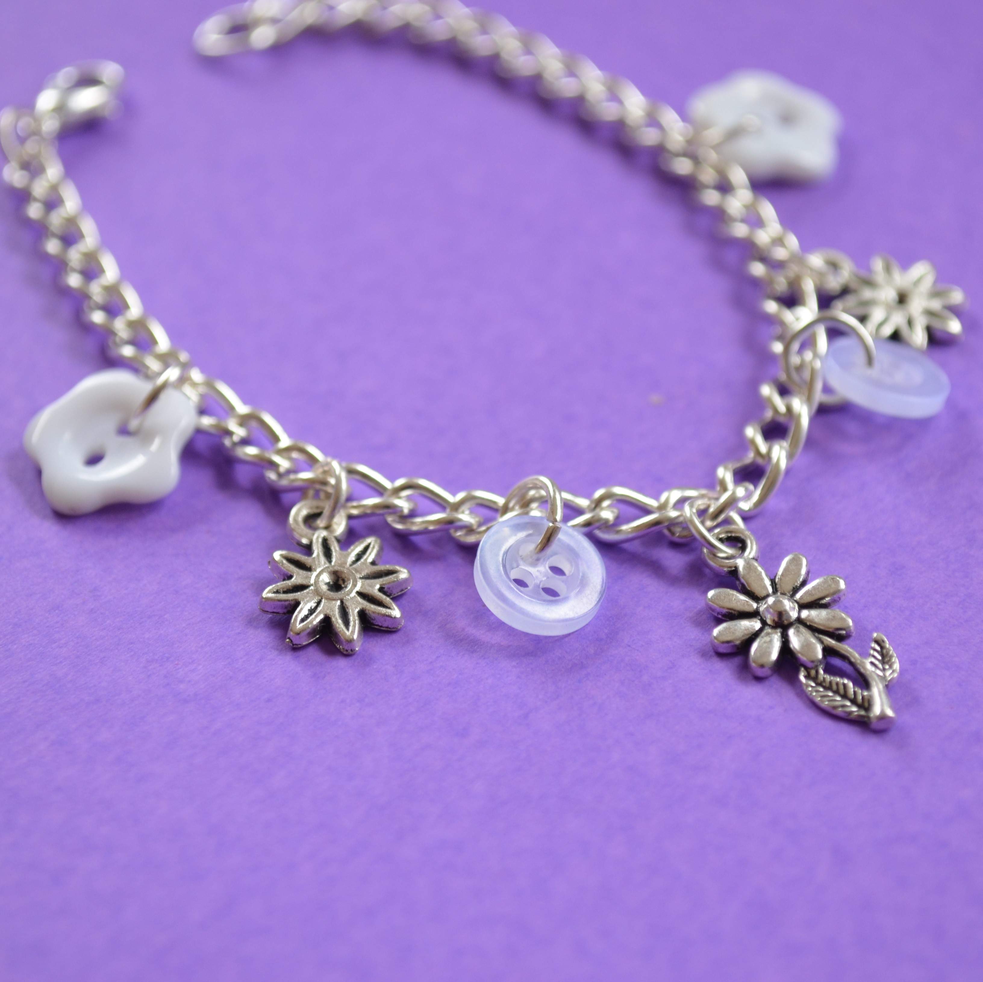 Flower Child’s Button Charm Bracelet