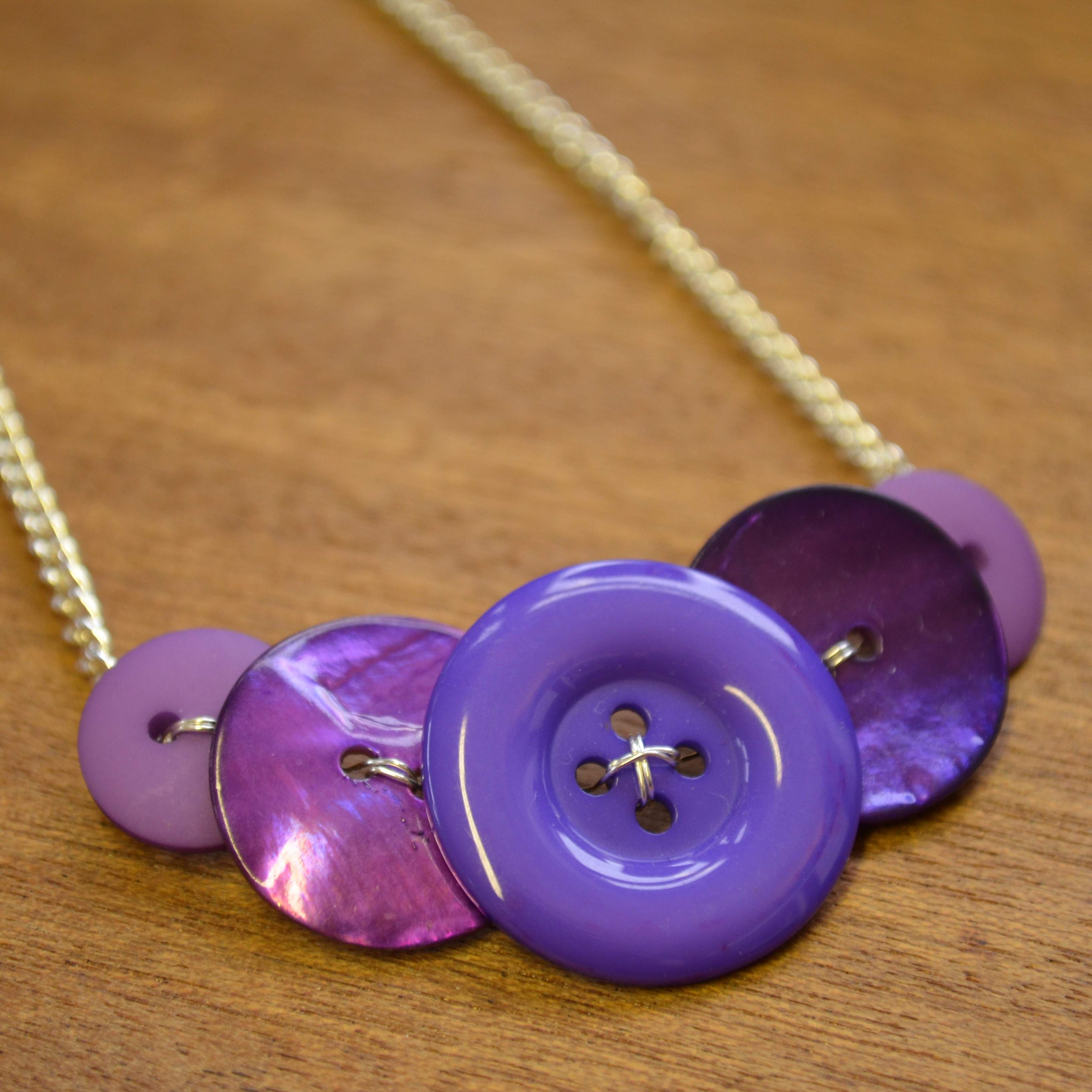 Purple Five Button Necklace