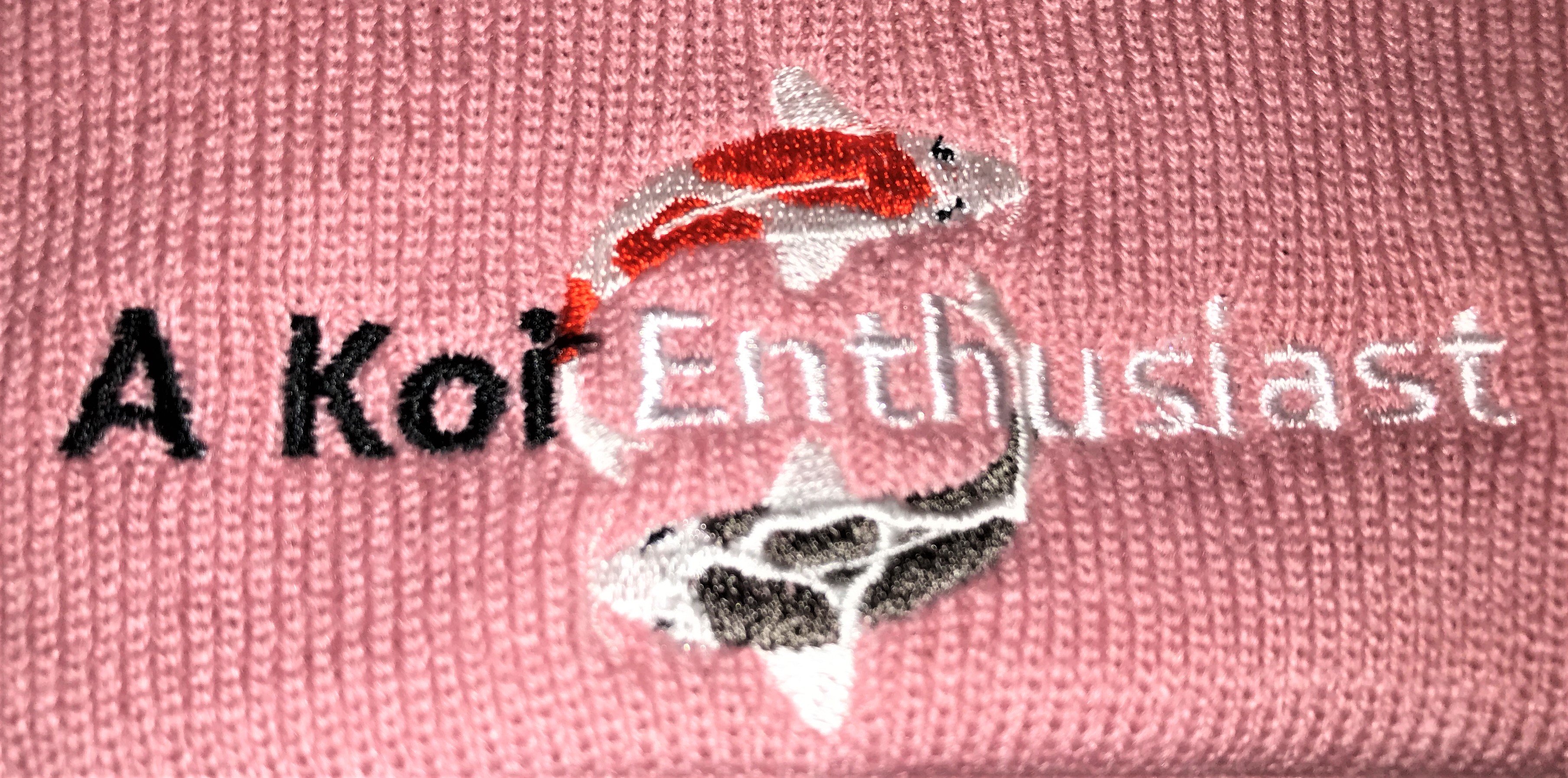 Pink Classic "A Koi Enthusiast" Embroidered Beanie
