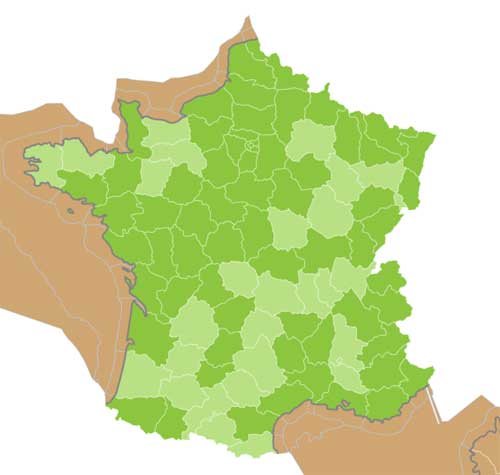 Map Marsh Frog in France