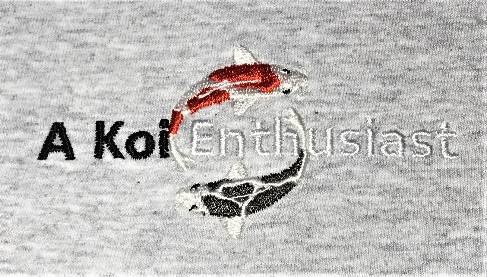 Heather Grey "A Koi Enthusiast" Embroidered Fruit of the Looms T Shirt
