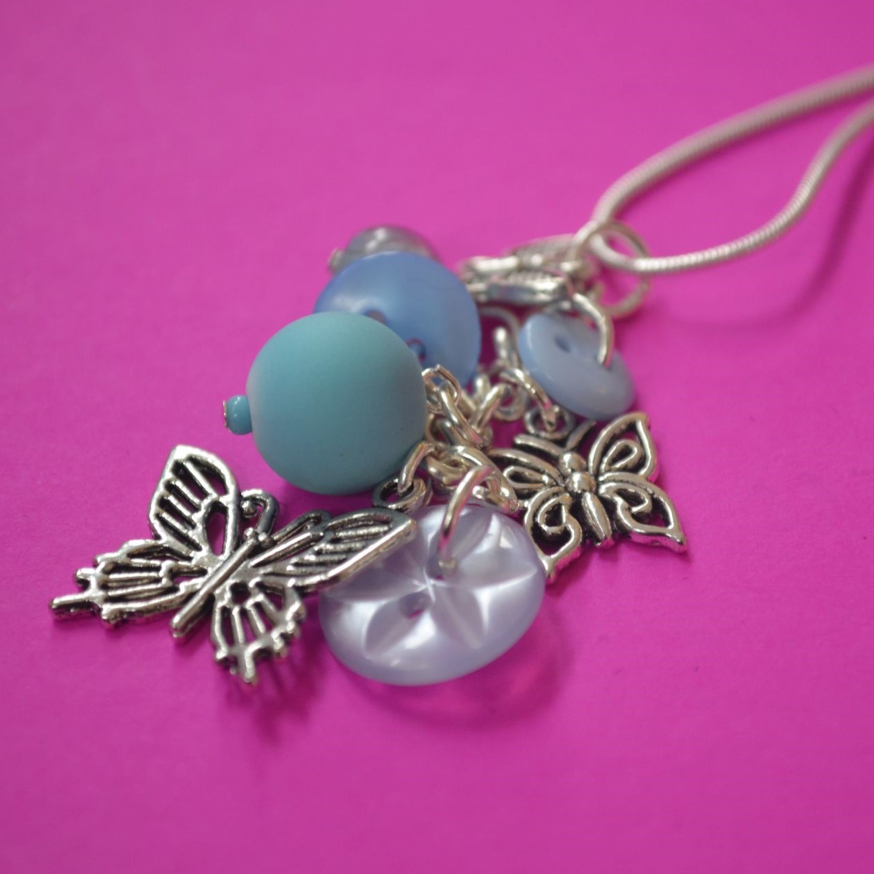 Butterfly Cluster Button Pendant