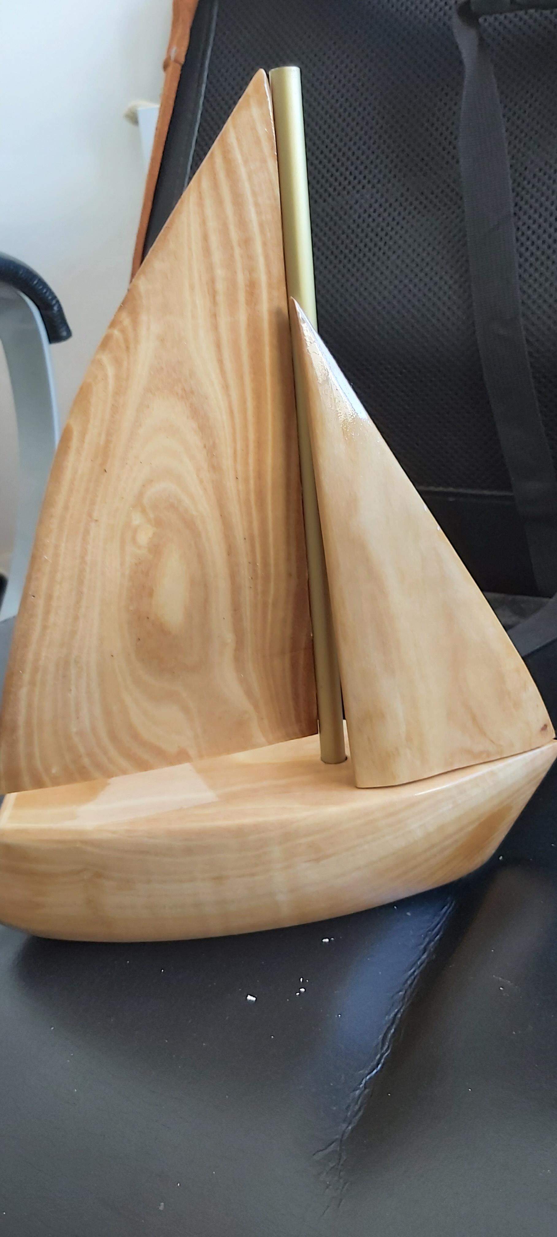 Olive wood sail boat