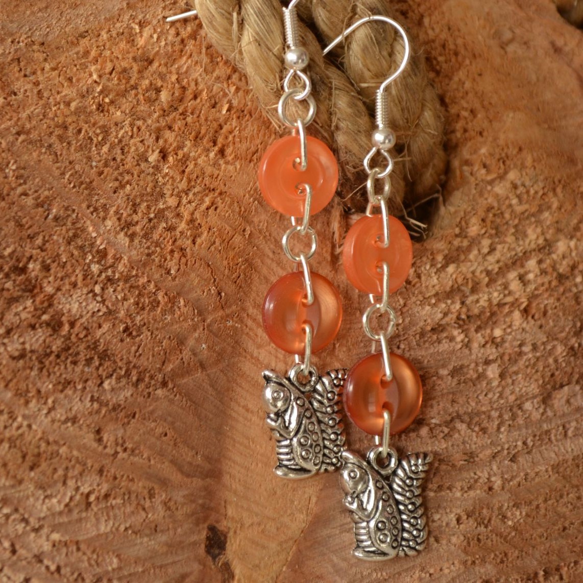 Squirrel Two Button Charm Earrings