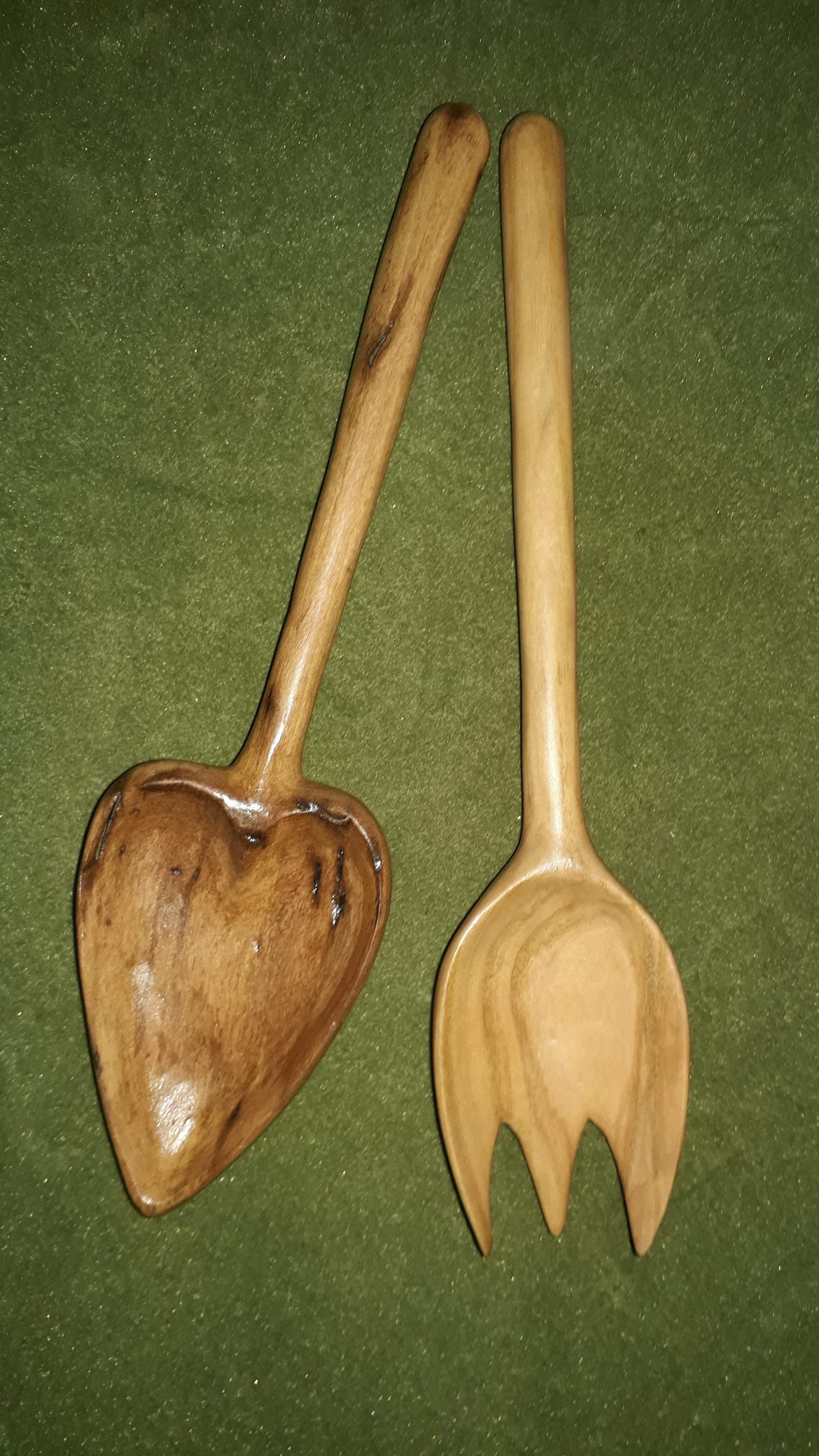 Large serving set from cherry wood