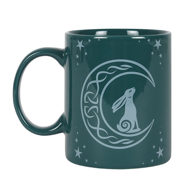 Ceramic mug - Moon Gazing Hare, green