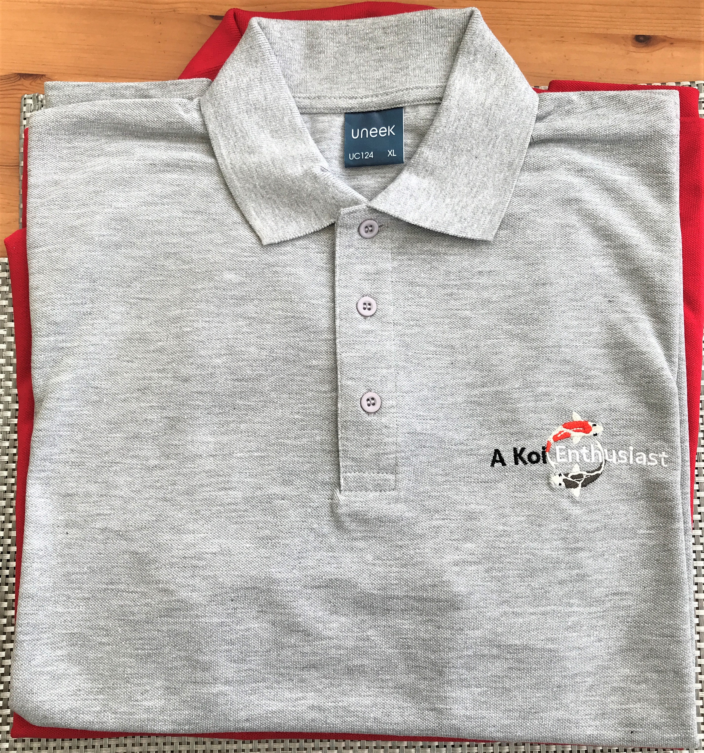Grey "A Koi Enthusiast" Embroidered Olympic Polo Shirt