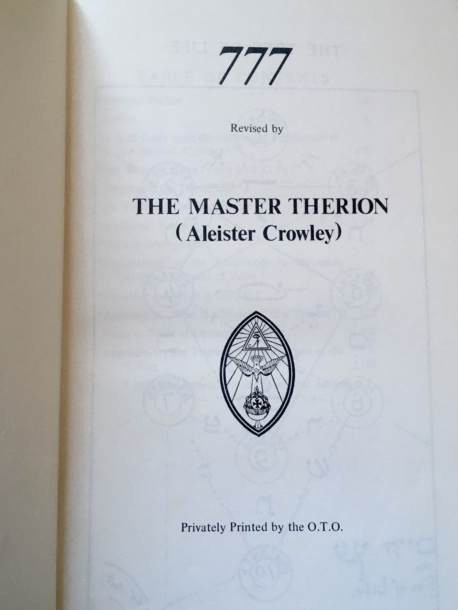 777 Revised by the Master Therion, Aleister Crowley OTO