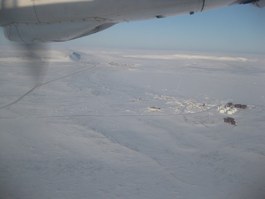 Flying towards Resolute Bay, Airport directly below & the Town in the far distance!