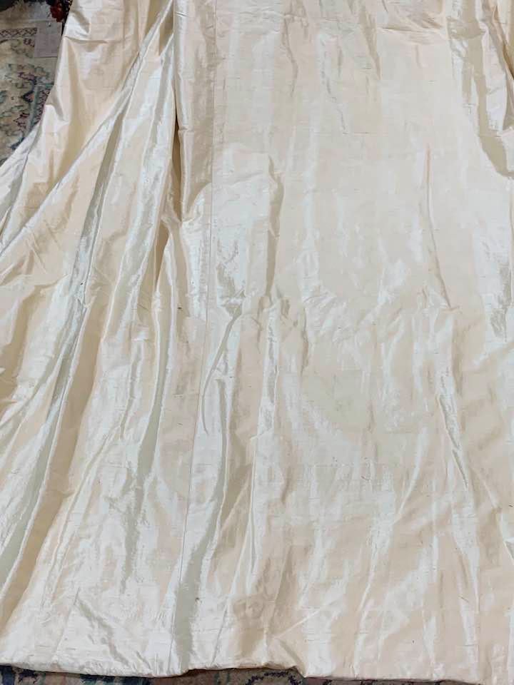 Long Light Cream Silk Interlined Pole Curtains W198 D254