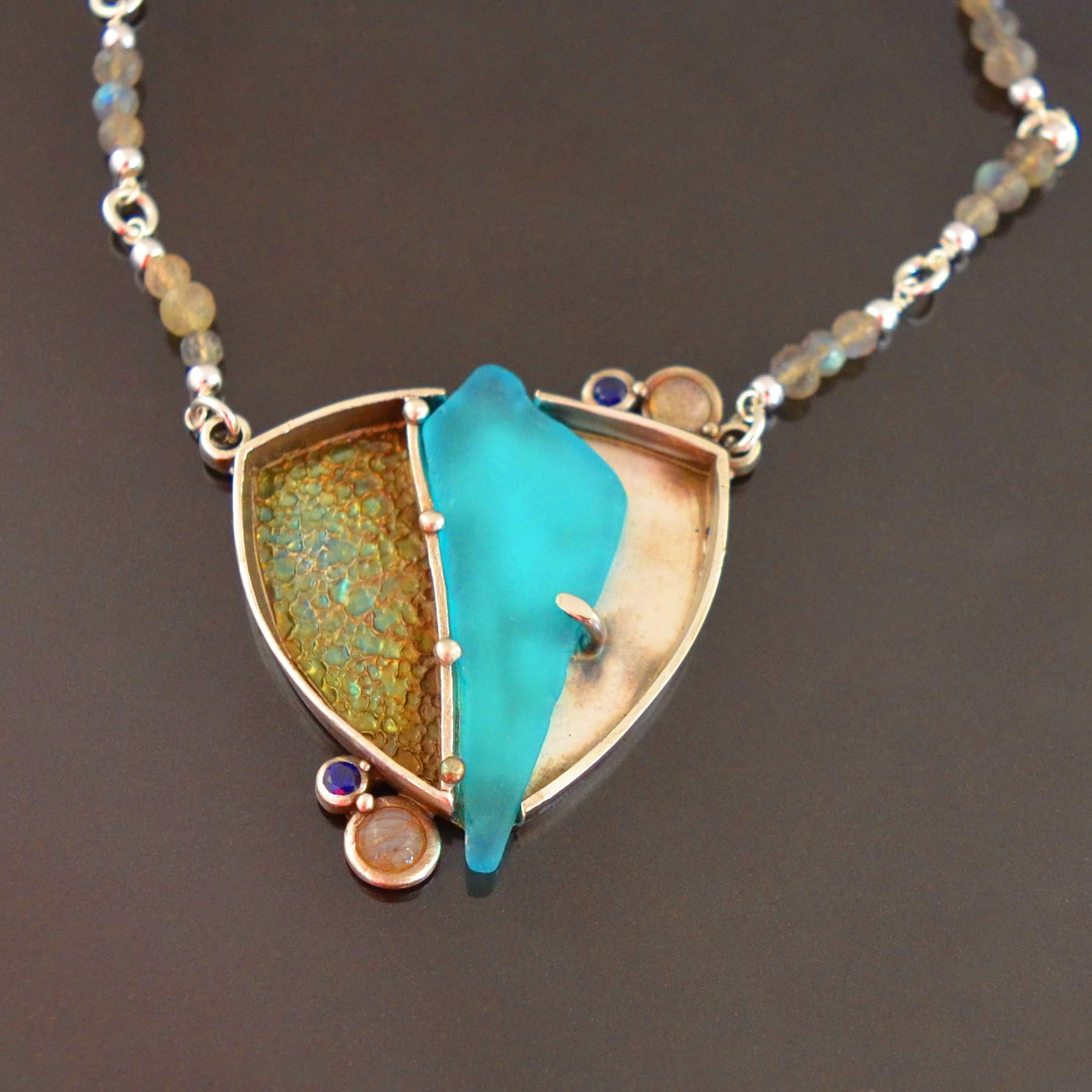 Sea Glass and Silver Clay Pendant by Tracey Spurgin of Craftworx Jewellery Workshops