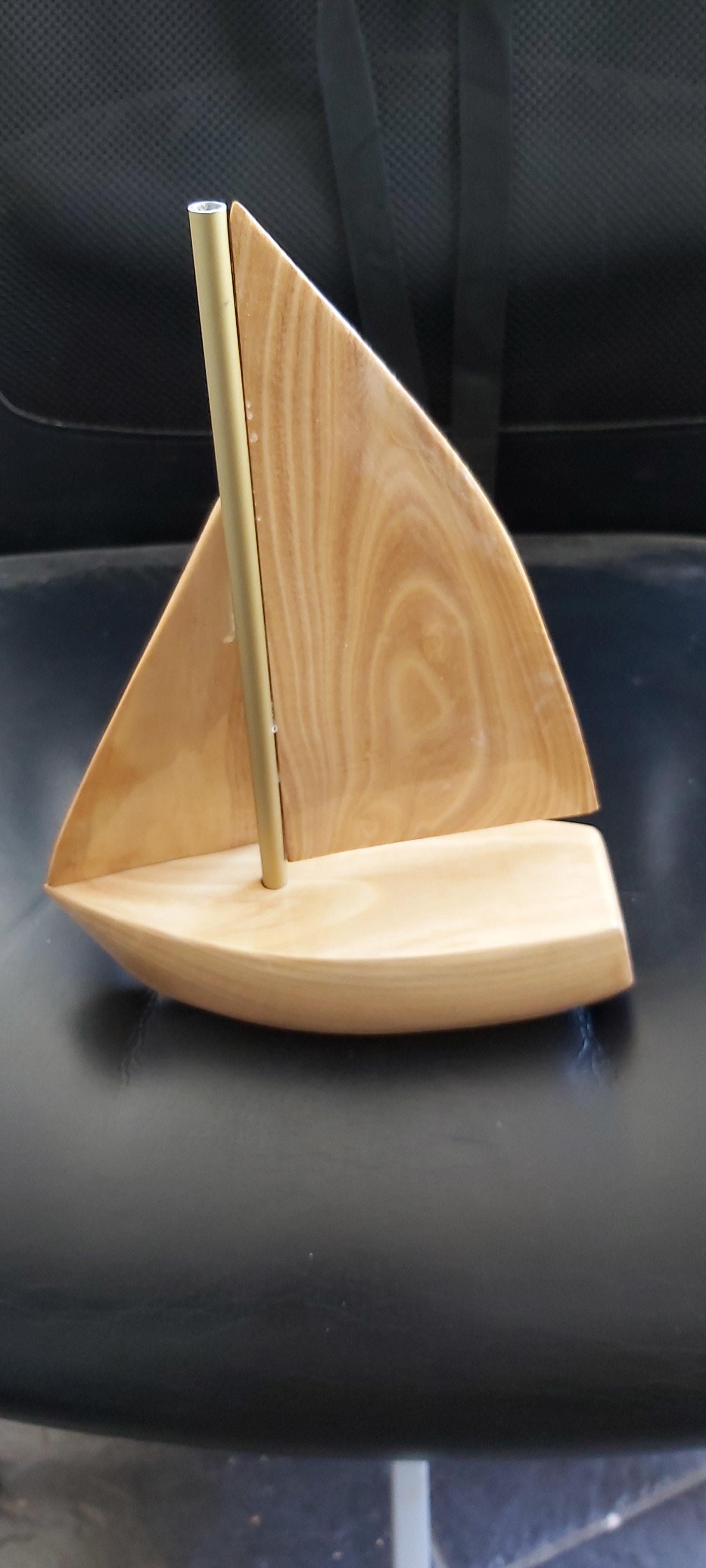 Olive wood sail boat