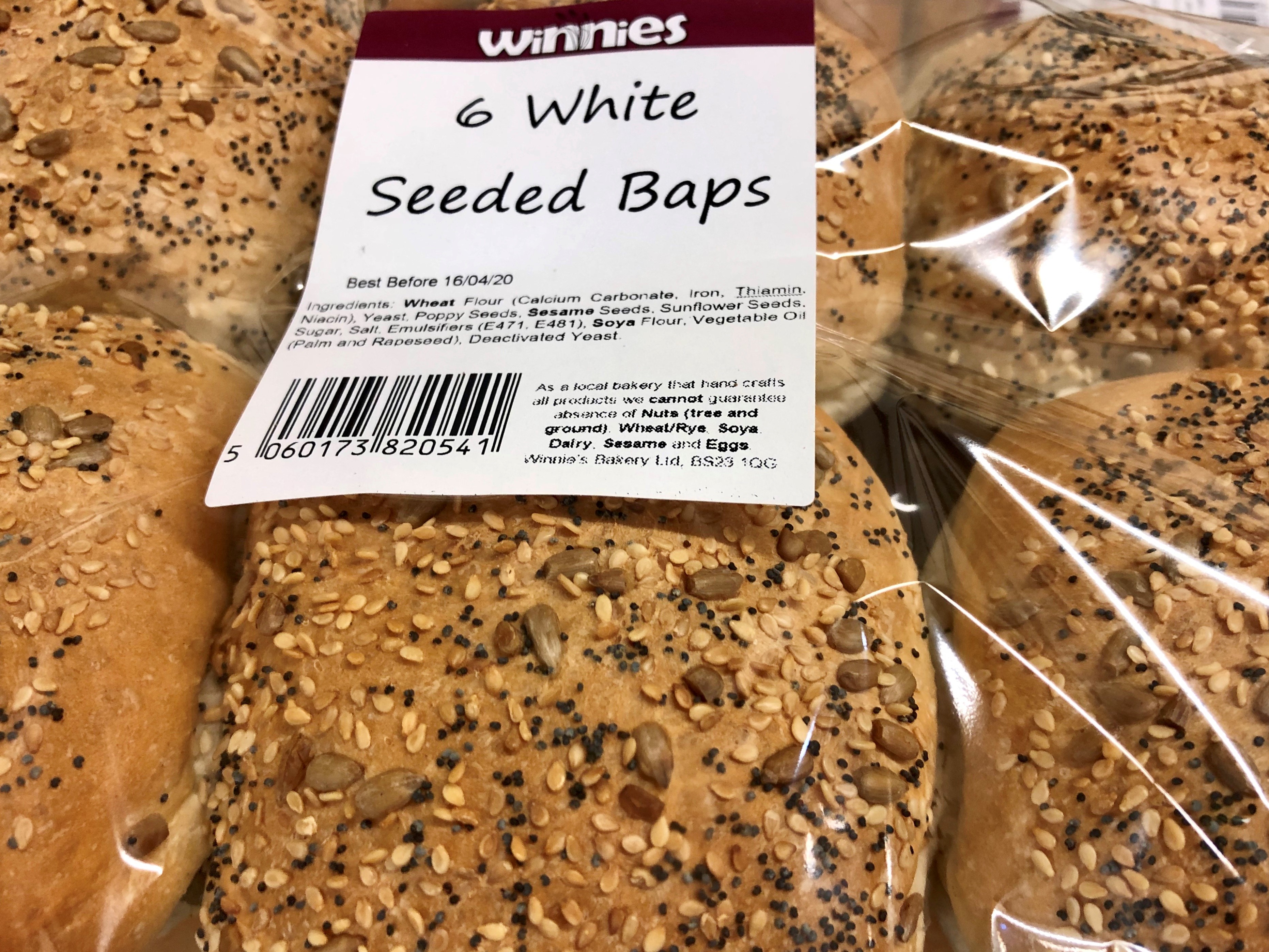 SIX SEEDED TOPPED WHITE BAPS