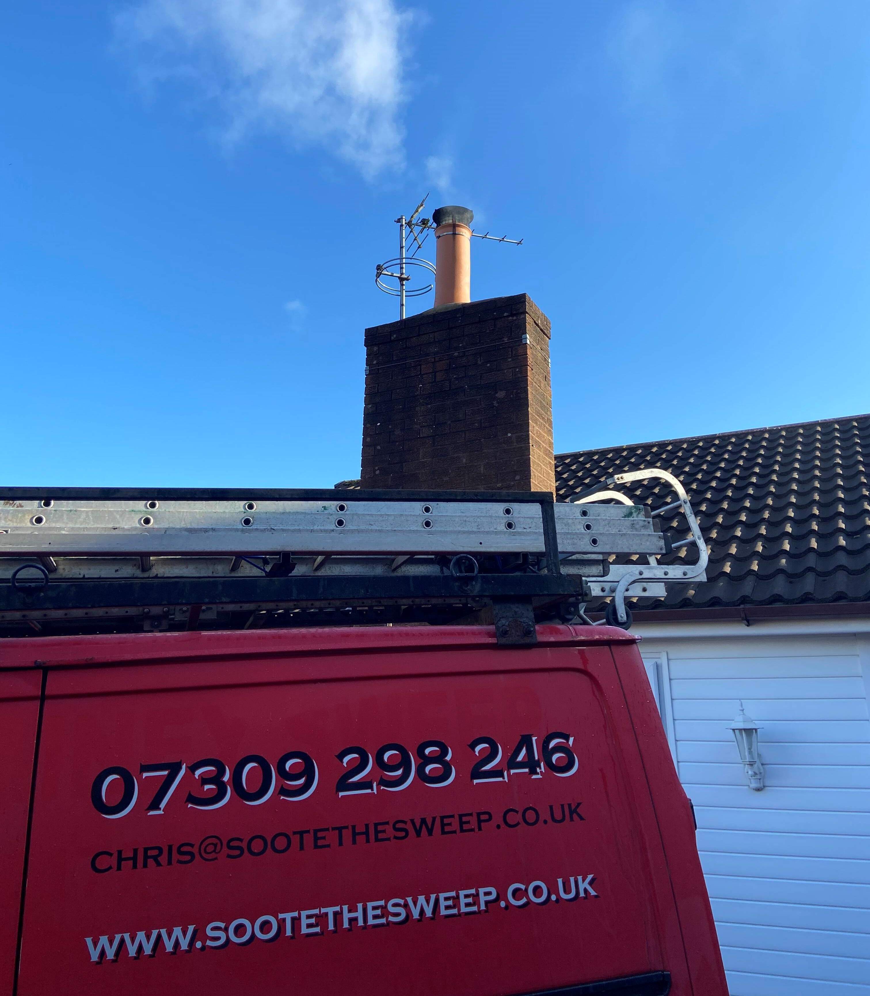 A chimney in Preston being smoke tested after we have swept it.