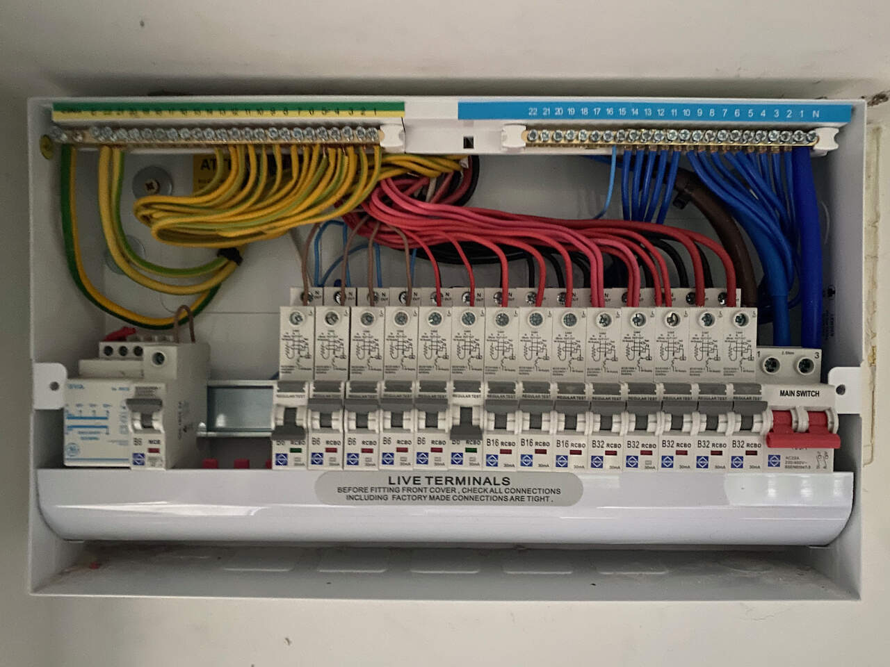 Upgrading of your consumer unit to comply with current regulations.