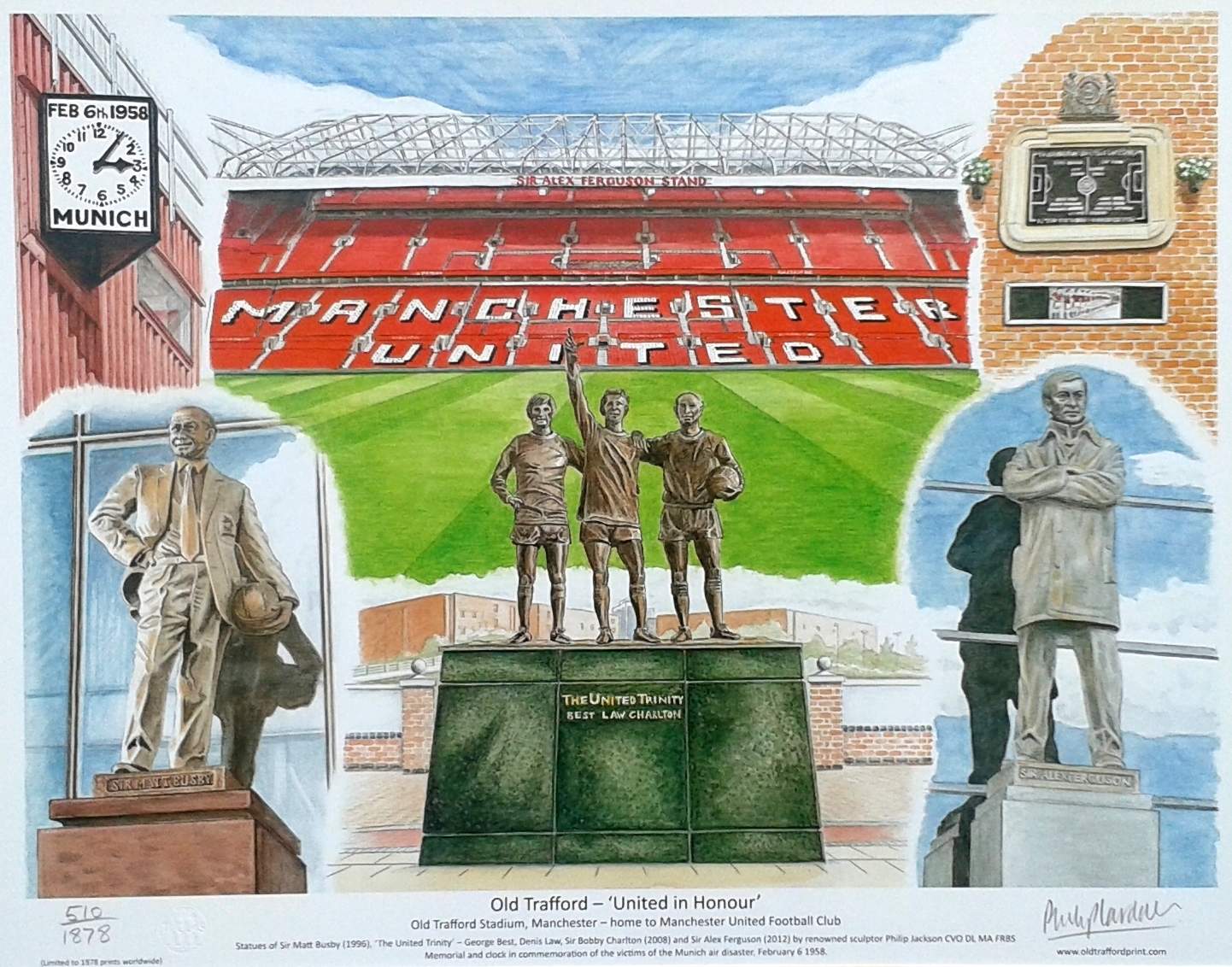 Manchester United 'United in Honour' fine art print - unframed