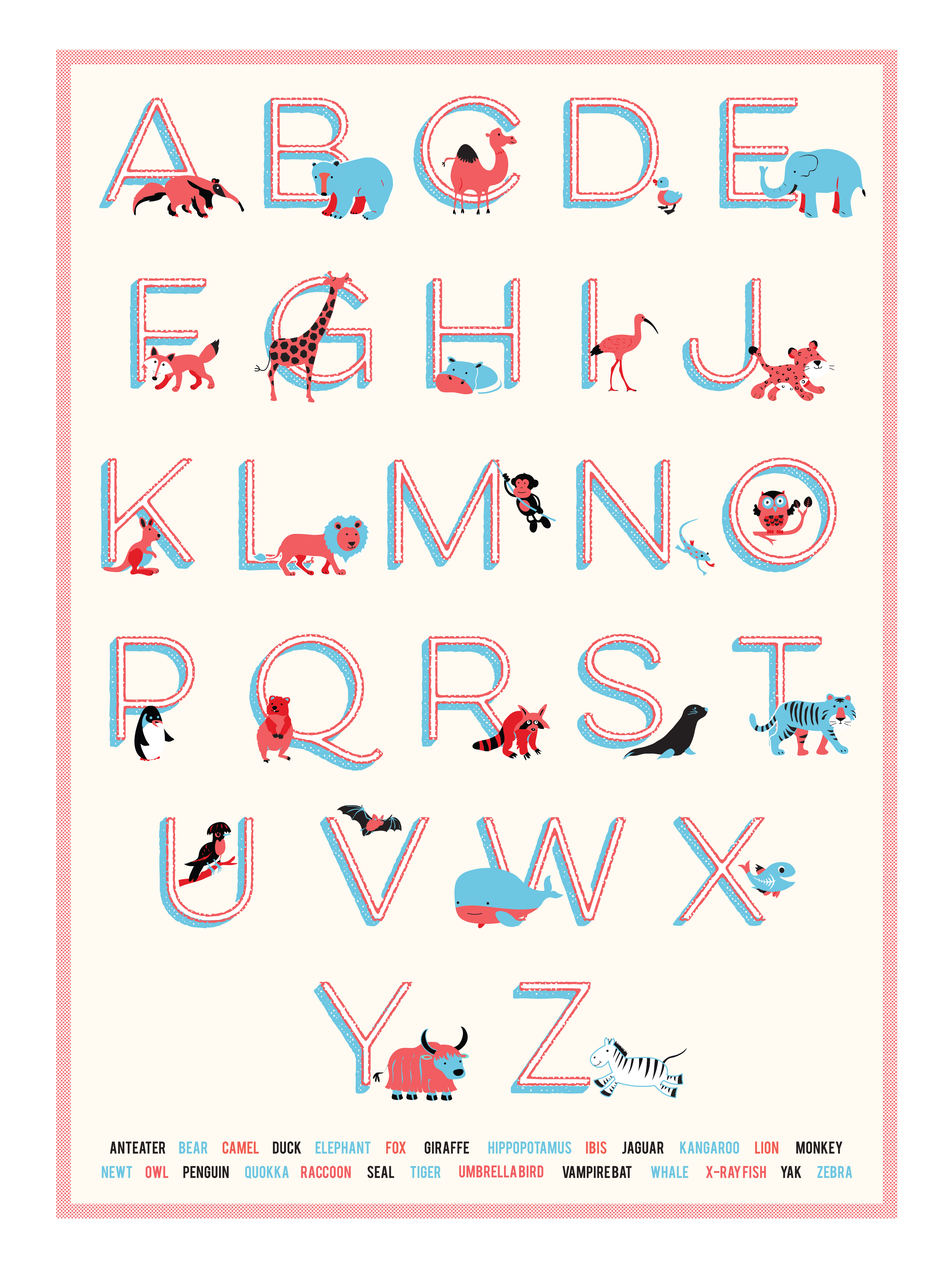 Animal Alphabet : 3 Colour-way
