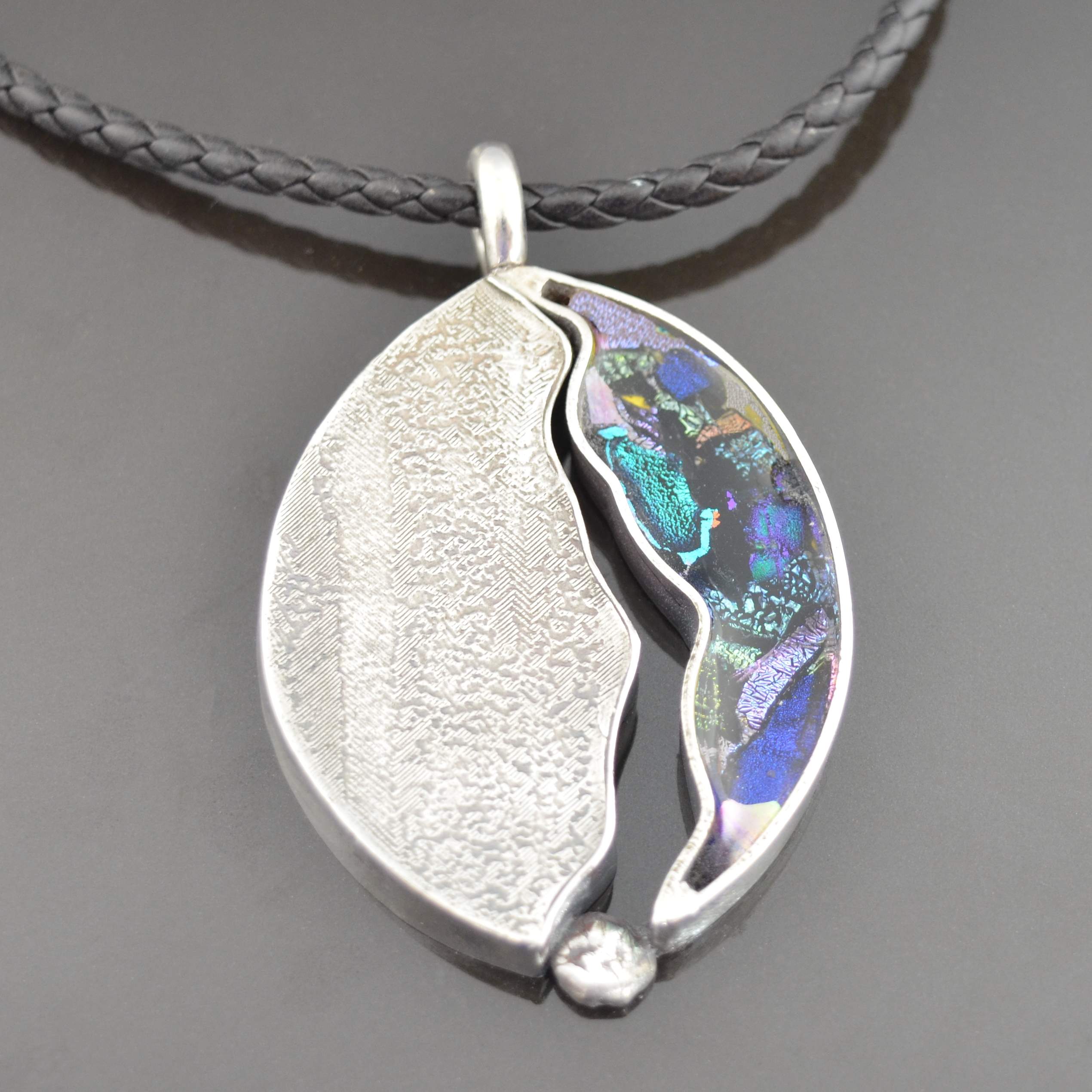 Glass and Silver Reflections Pendant by Tracey Spurgin of Craftworx Jewellery Workshops
