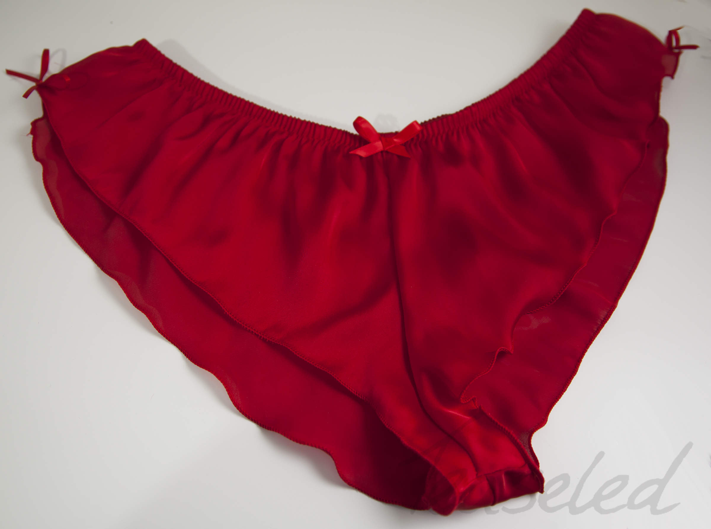 Micro Silky Satin French Knickers - Red